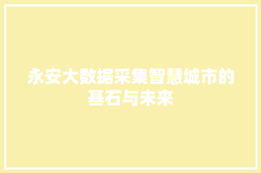 永安大数据采集智慧城市的基石与未来
