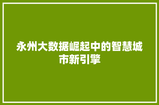 永州大数据崛起中的智慧城市新引擎