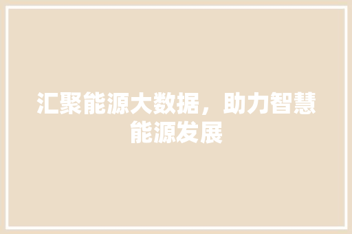 汇聚能源大数据，助力智慧能源发展
