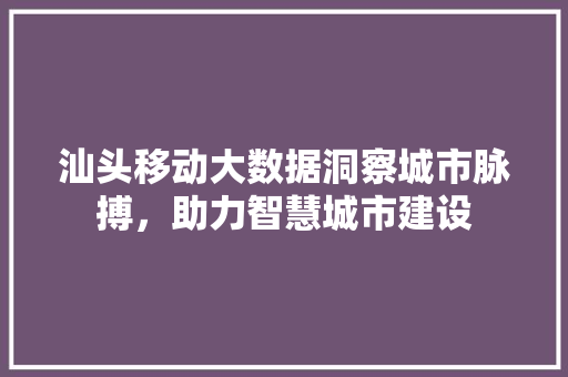 汕头移动大数据洞察城市脉搏，助力智慧城市建设