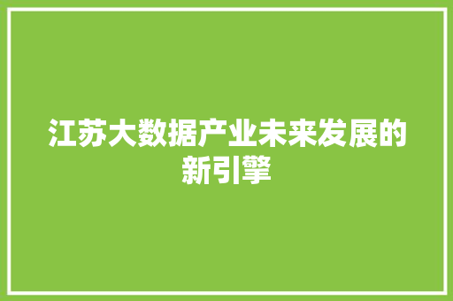 江苏大数据产业未来发展的新引擎