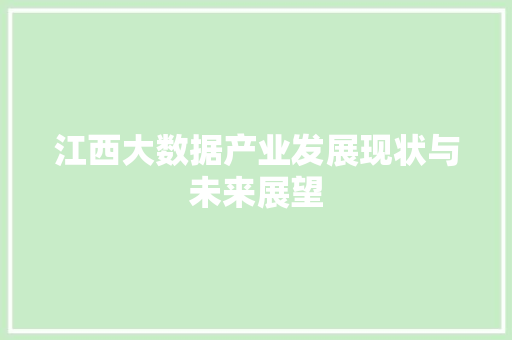 江西大数据产业发展现状与未来展望 江西大数据产业发展现状与未来展望