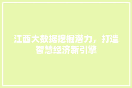 江西大数据挖掘潜力,打造智慧经济新引擎 江西大数据挖掘潜力,打造智慧经济新引擎
