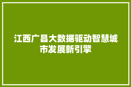 江西广昌大数据驱动智慧城市发展新引擎 江西广昌大数据驱动智慧城市发展新引擎