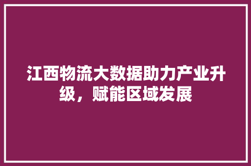 江西物流大数据助力产业升级，赋能区域发展