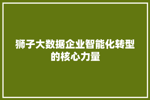 狮子大数据企业智能化转型的核心力量