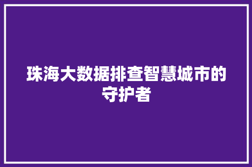 珠海大数据排查智慧城市的守护者