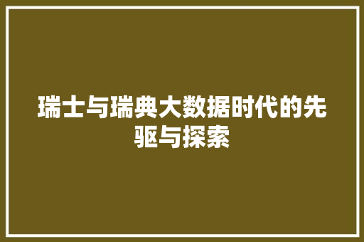 瑞士与瑞典大数据时代的先驱与探索