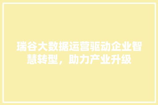 瑞谷大数据运营驱动企业智慧转型，助力产业升级 电脑故障维修