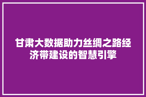 甘肃大数据助力丝绸之路经济带建设的智慧引擎