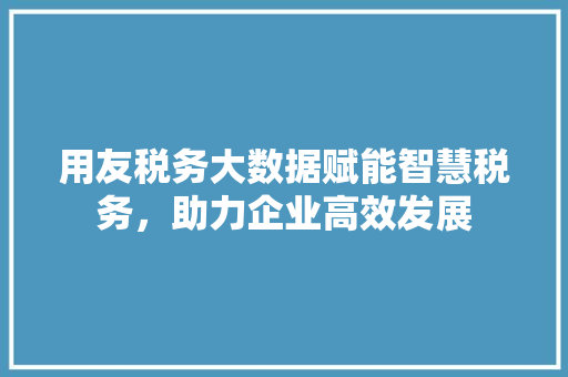 用友税务大数据赋能智慧税务，助力企业高效发展