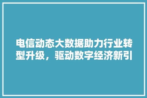电信动态大数据助力行业转型升级，驱动数字经济新引擎