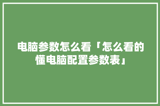 电脑参数怎么看「怎么看的懂电脑配置参数表」 电脑参数怎么看「怎么看的懂电脑配置参数表」 电脑配置