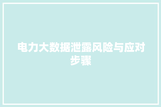 电力大数据泄露风险与应对步骤