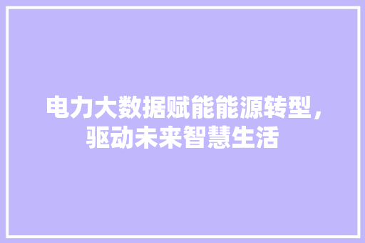 电力大数据赋能能源转型，驱动未来智慧生活