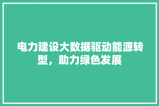 电力建设大数据驱动能源转型，助力绿色发展