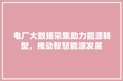 电厂大数据采集助力能源转型，推动智慧能源发展