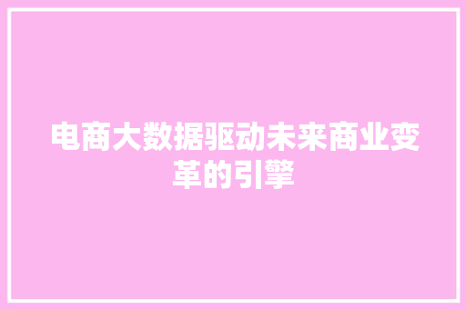 电商大数据驱动未来商业变革的引擎