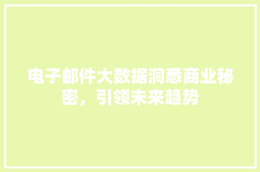 电子邮件大数据洞悉商业秘密，引领未来趋势