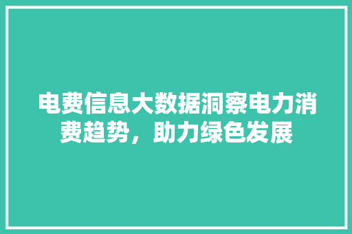 电费信息大数据洞察电力消费趋势,助力绿色发展 电费信息大数据洞察电力消费趋势,助力绿色发展