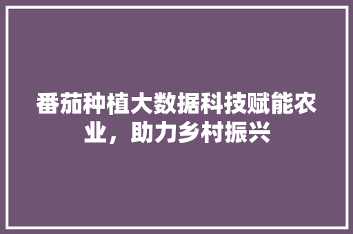 番茄种植大数据科技赋能农业，助力乡村振兴 操作系统