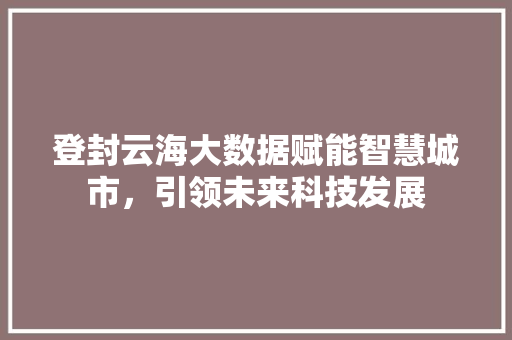 登封云海大数据赋能智慧城市，引领未来科技发展