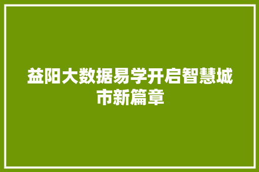 益阳大数据易学开启智慧城市新篇章