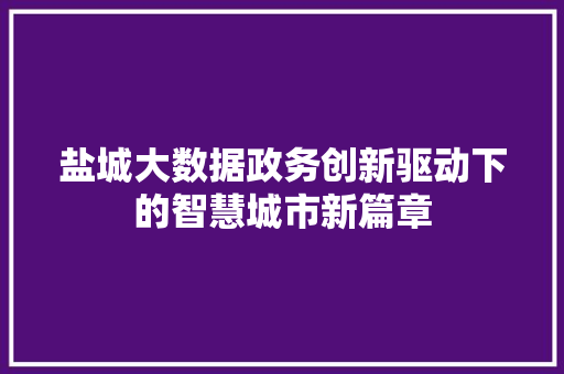盐城大数据政务创新驱动下的智慧城市新篇章