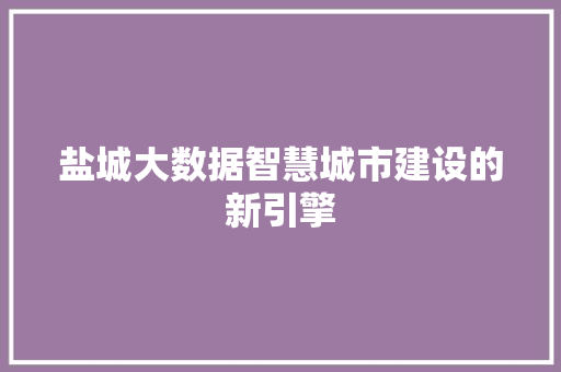 盐城大数据智慧城市建设的新引擎