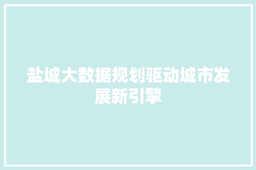 盐城大数据规划驱动城市发展新引擎