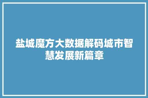 盐城魔方大数据解码城市智慧发展新篇章