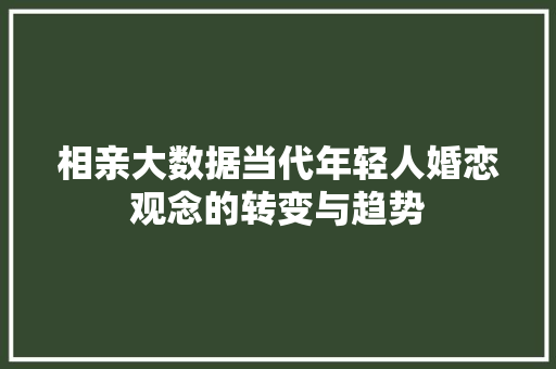 相亲大数据当代年轻人婚恋观念的转变与趋势