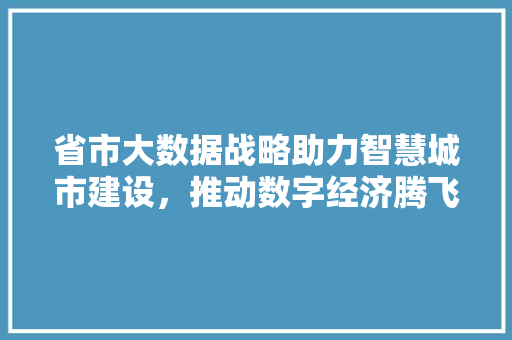 省市大数据战略助力智慧城市建设，推动数字经济腾飞