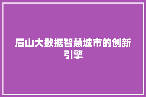 眉山大数据智慧城市的创新引擎