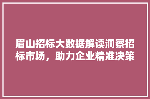 眉山招标大数据解读洞察招标市场，助力企业精准决策