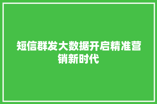 短信群发大数据开启精准营销新时代