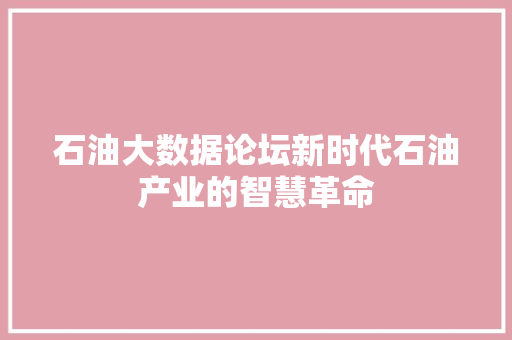 石油大数据论坛新时代石油产业的智慧革命