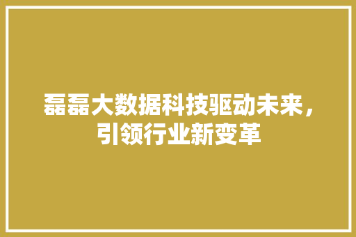 磊磊大数据科技驱动未来,引领行业新变革 磊磊大数据科技驱动未来,引领行业新变革