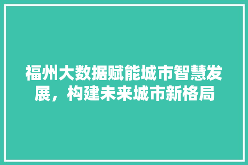福州大数据赋能城市智慧发展,构建未来城市新格局 电脑基础 福州大数据赋能城市智慧发展,构建未来城市新格局 电脑基础