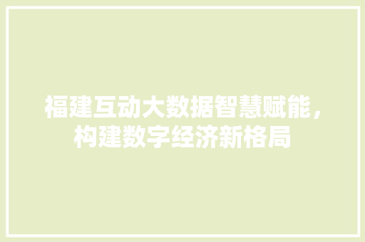 福建互动大数据智慧赋能，构建数字经济新格局