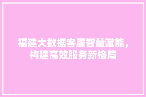 福建大数据客服智慧赋能，构建高效服务新格局