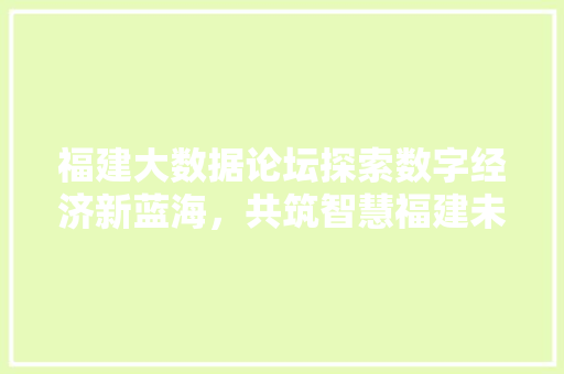 福建大数据论坛探索数字经济新蓝海，共筑智慧福建未来