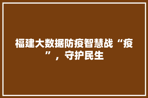 福建大数据防疫智慧战“疫”，守护民生