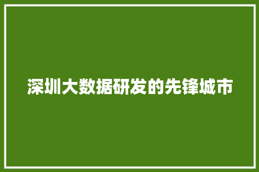 深圳大数据研发的先锋城市