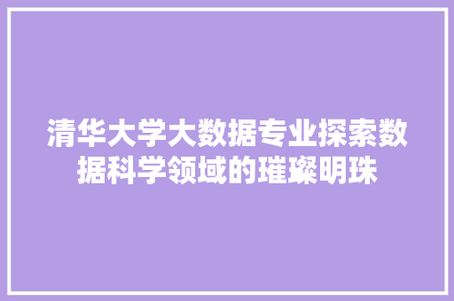 清华大学大数据专业探索数据科学领域的璀璨明珠
