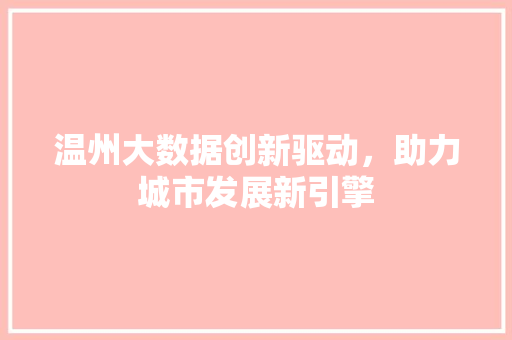 温州大数据创新驱动，助力城市发展新引擎