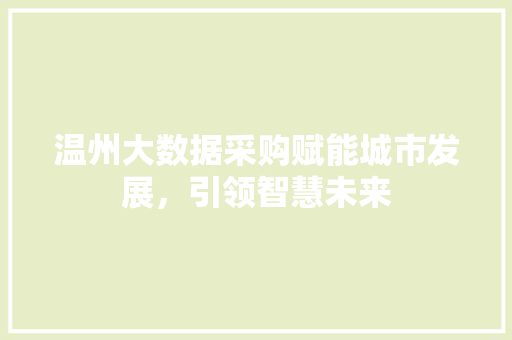 温州大数据采购赋能城市发展，引领智慧未来