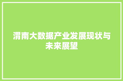 渭南大数据产业发展现状与未来展望