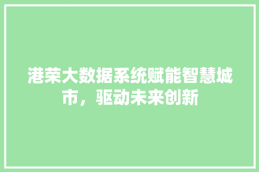 港荣大数据系统赋能智慧城市，驱动未来创新