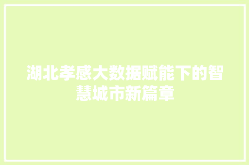 湖北孝感大数据赋能下的智慧城市新篇章